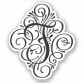 Letter F Initiaal Elegant Flourish Monogram Sticker (Voorkant)
