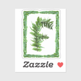 Letter F Initiaal Monogram, Groene Varen Alfabet F Sticker