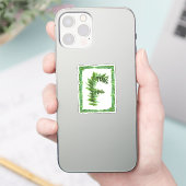 Letter F Initiaal Monogram, Groene Varen Alfabet F Sticker (Telefoon)