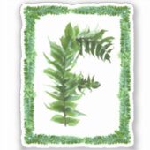 Letter F Initiaal Monogram, Groene Varen Alfabet F Sticker (Voorkant)