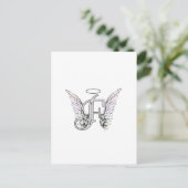 Letter F Initiaal Monogram met Angel Wings & Halo Briefkaart (Staand voorkant)