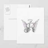 Letter F Initiaal Monogram met Angel Wings & Halo Briefkaart (Voorkant / Achterkant)