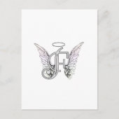 Letter F Initiaal Monogram met Angel Wings & Halo Briefkaart (Voorkant)