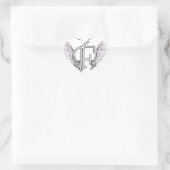 Letter F Initiaal Monogram met Angel Wings & Halo Hart Sticker (Tas)