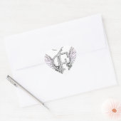 Letter F Initiaal Monogram met Angel Wings & Halo Hart Sticker (Envelop)