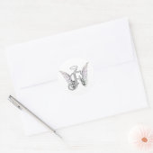Letter F Initiaal Monogram met Angel Wings & Halo Ronde Sticker (Envelop)