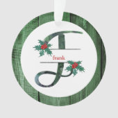 *~* Letter F-kerstfoto Rustic Wood AP44 Ornament (voorkant)