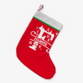 Letter F Kerstmonogram Initiaal Naam Rood Wit Kleine Kerstsok (Voorkant (Hangend))