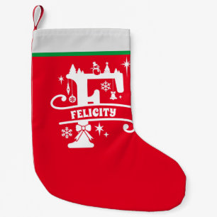 Letter F Kerstmonogram Initiaal Naam Rood Wit Kleine Kerstsok