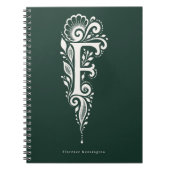 Letter F Linocut Botanische Monogram Notitieboek (Voorkant)