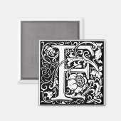Letter F Medieval Monogram  Initiaal Magneet (Voorkant / Achterkant)