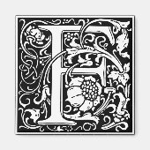 Letter F Medieval Monogram  Initiaal Magneet (Voorkant)