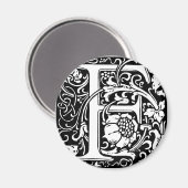 Letter F Medieval Monogram Initiaal Magneet (Voorkant / Achterkant)