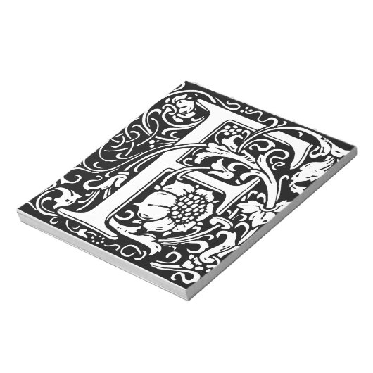 Letter F Medieval Monogram  Initiaal Notitieblok (Linkerzijde)