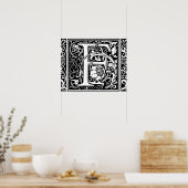 Letter F Medieval Monogram  Initiaal Poster (Keuken)