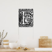 Letter F Medieval Monogram  Initiaal Poster (Keuken)