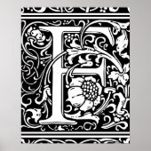 Letter F Medieval Monogram  Initiaal Poster (Voorkant)