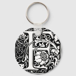 Letter F Medieval Monogram  Initiaal Sleutelhanger