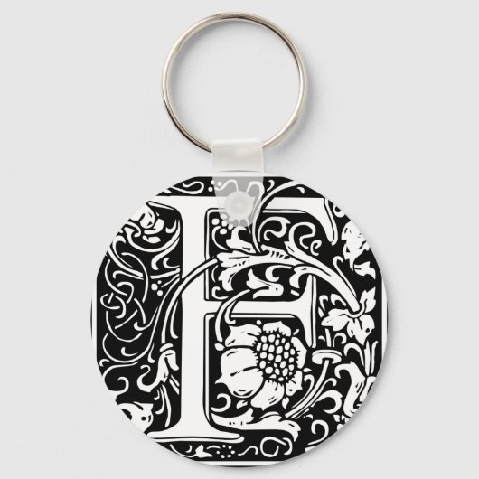 Letter F Medieval Monogram  Initiaal Sleutelhanger (Voorkant)