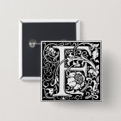 Letter F Medieval Monogram  Initiaal Vierkante Button 5,1 Cm (Voorkant /achterkant)