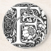 Letter F Medieval Monogram  Initiaal Zandsteen Onderzetter (Voorkant)