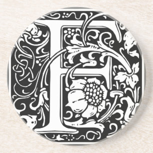 Letter F Medieval Monogram  Initiaal Zandsteen Onderzetter