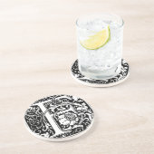 Letter F Medieval Monogram  Initiaal Zandsteen Onderzetter (Zijkant)