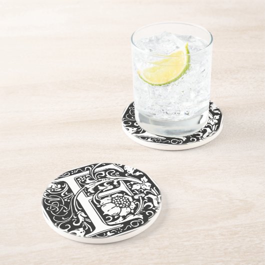 Letter F Medieval Monogram Initiaal Zandsteen Onderzetter (Zijkant)