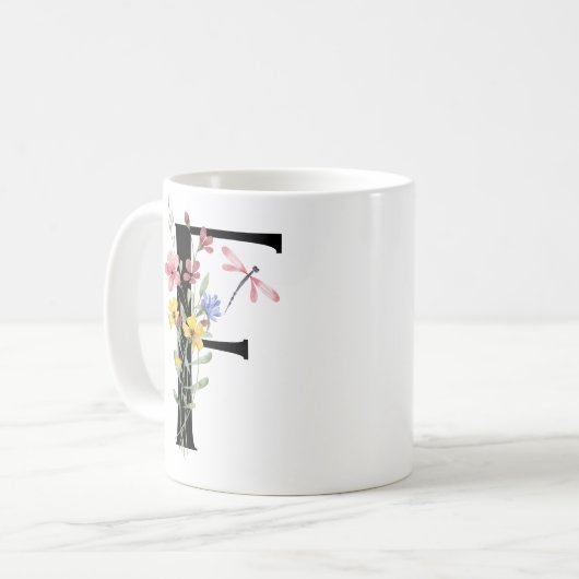 Letter F met bloemen Koffiemok (Voorkant links)