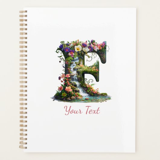 Letter F met Freesia's en Waterval Fantasy Flora Planner (Voorkant)