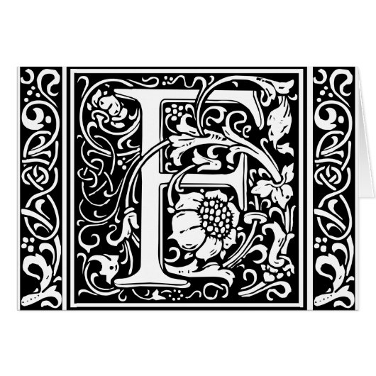 Letter F Middeleeuws Monogram Art Nouveau (Voorkant Horizontaal)