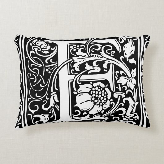 Letter F Middeleeuws Monogram Art Nouveau Accent Kussen (Voorkant)
