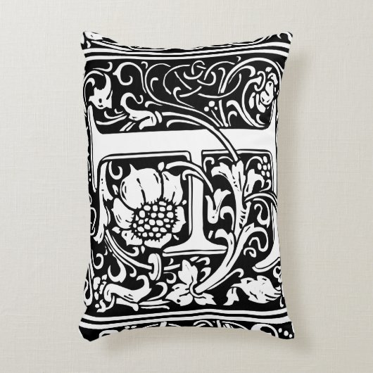 Letter F Middeleeuws Monogram Art Nouveau Accent Kussen (Voorkant(Verticaal))