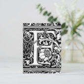 Letter F Middeleeuws Monogram Art Nouveau Briefkaart (Staand voorkant)