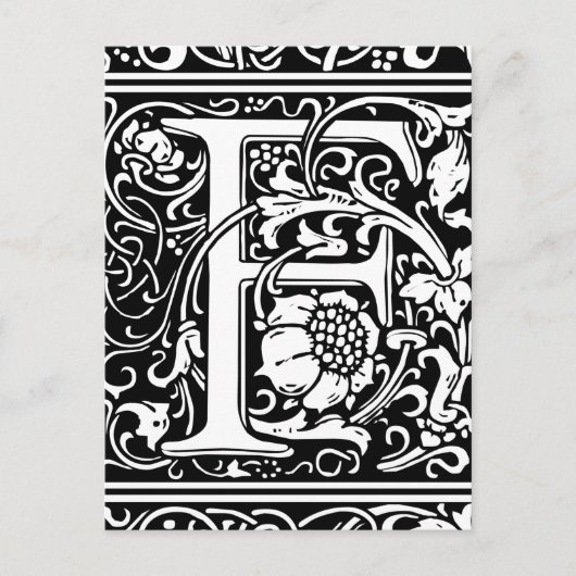 Letter F Middeleeuws Monogram Art Nouveau Briefkaart (Voorkant)