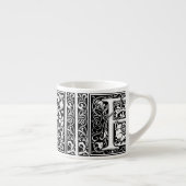 Letter F Middeleeuws Monogram Art Nouveau Espresso Kop (Rechts)