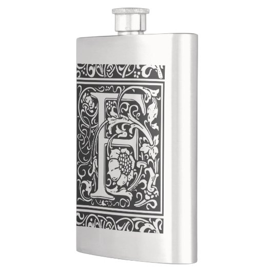 Letter F Middeleeuws Monogram Art Nouveau Heupfles (Links)