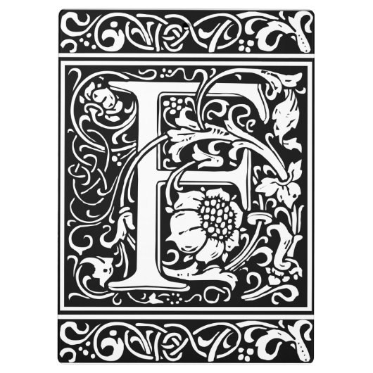 Letter F Middeleeuws Monogram Art Nouveau Klembord (Achterkant)