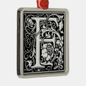 Letter F Middeleeuws Monogram Art Nouveau Metalen Ornament (Rechts)