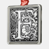 Letter F Middeleeuws Monogram Art Nouveau Metalen Ornament (Links)