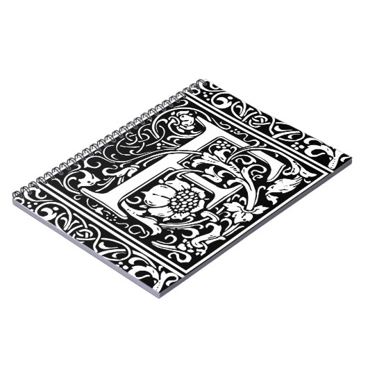 Letter F Middeleeuws Monogram Art Nouveau Notitieboek (Linkerzijde)