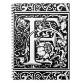 Letter F Middeleeuws Monogram Art Nouveau Notitieboek (Voorkant)