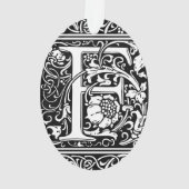 Letter F Middeleeuws Monogram Art Nouveau Ornament (achterkant)