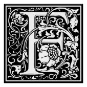 Letter F Middeleeuws Monogram Art Nouveau Perfect Poster (Voorkant)