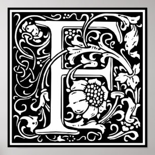 Letter F Middeleeuws Monogram Art Nouveau Poster