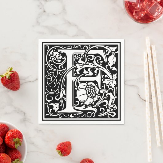 Letter F Middeleeuws Monogram Art Nouveau Servetten (Insitu)