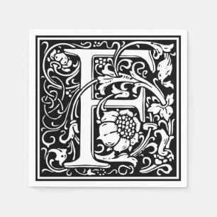 Letter F Middeleeuws Monogram Art Nouveau Servetten