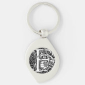 Letter F Middeleeuws Monogram Art Nouveau Sleutelhanger (Voorkant)
