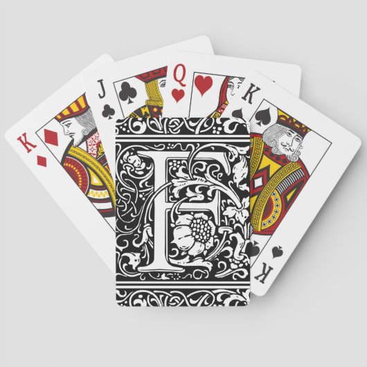 Letter F Middeleeuws Monogram Art Nouveau Speelkaarten (Achterkant)