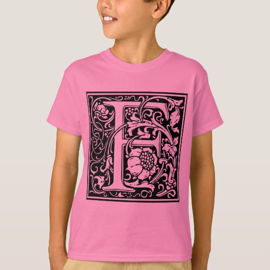 Letter F Middeleeuws Monogram Art Nouveau T-shirt (Voorkant)